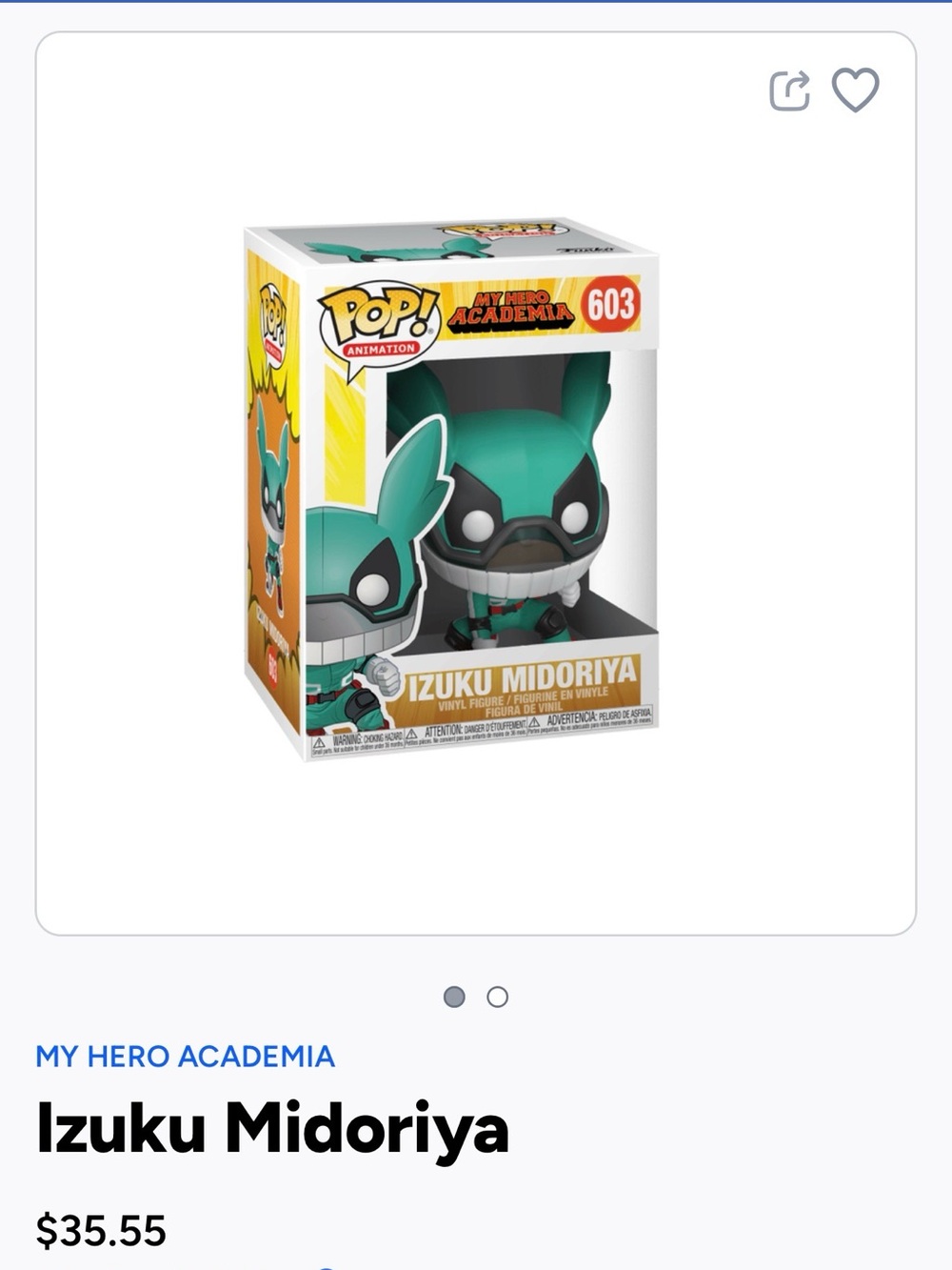 Funko Pop! Izuku Midoriya Green Vinyl Figure #603
